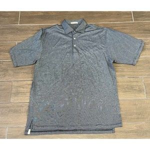 Peter Millar Crown SportShirt Mens Large L Black W/ White Stripes Short Sleeve